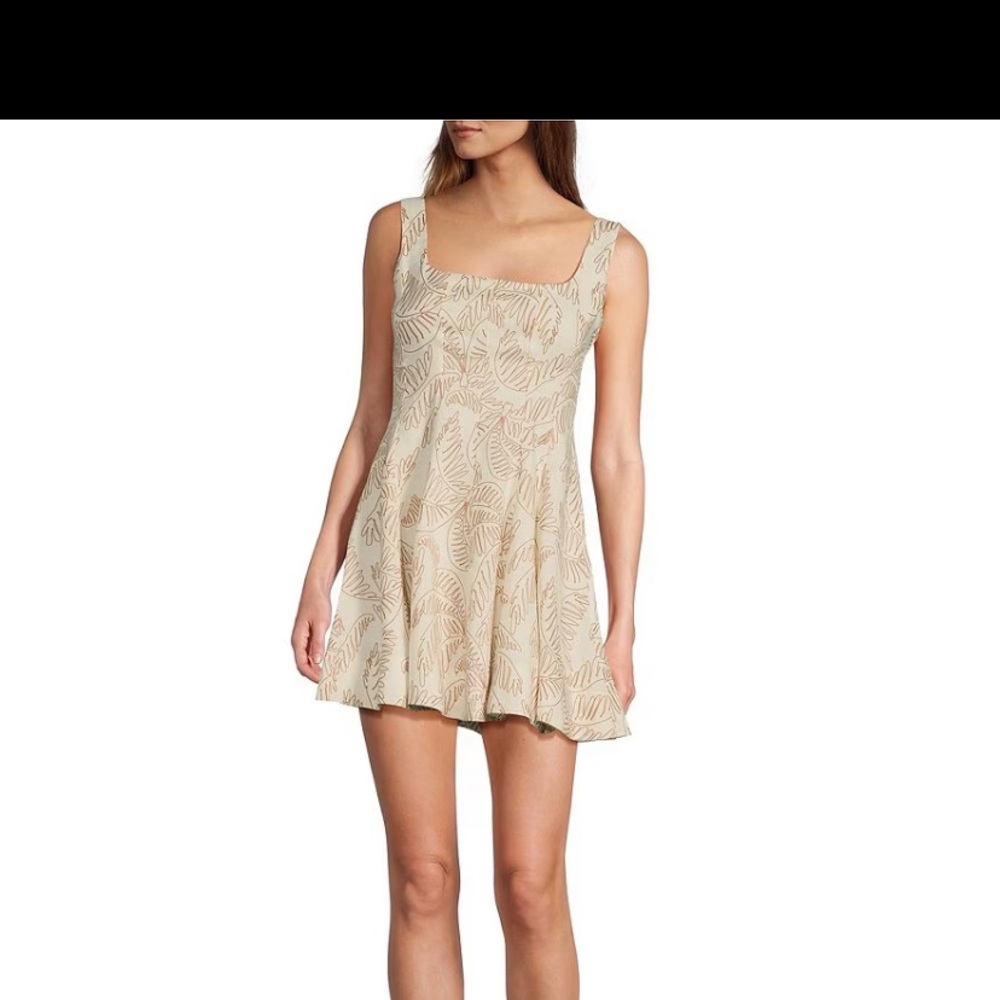Antonio Melani palm drawing linen mini dress